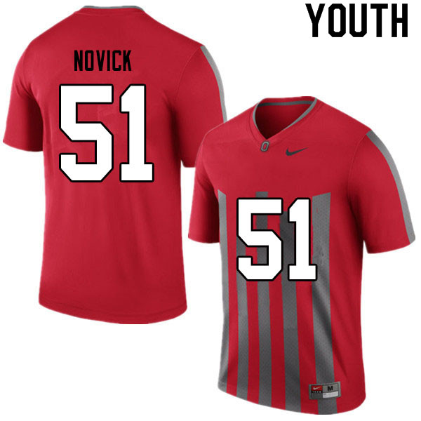 Ohio State Buckeyes Brett Novick Youth #51 Retro Authentic Stitched College Football Jersey